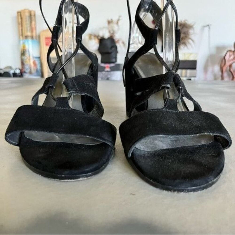 Stuart Weitzman Bigtiegirl Suede Lace Up Block Heel Gladiator Sandals - Picture 6 of 7